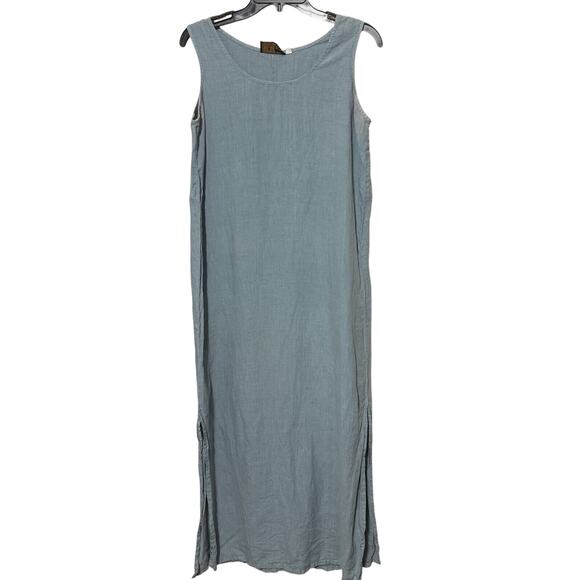 Vintage Basement USA Denim Maxi Long Sleeveless 90’s Dress Chambray Jumper Sz S - Picture 1 of 8